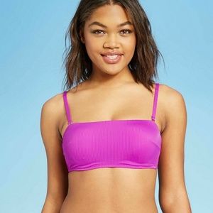 Shade & Shore - Women's Ribbed Bandeau Bikini Top - Lotus Purple - 32B